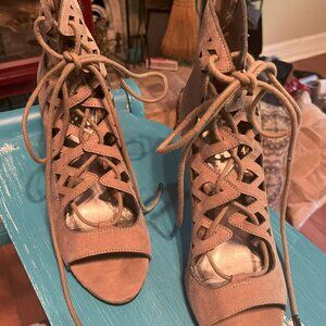 Women's Laced Open Peep Toe High Heeled Sandals.